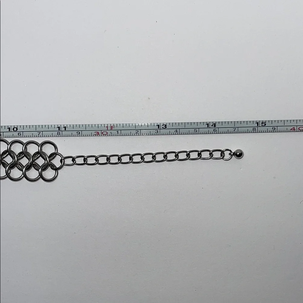 Silver Tone Statement Necklace with rhinestones and dangling beads - Picture 11 of 11